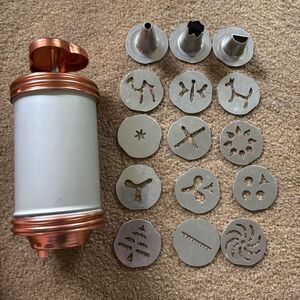 Vintage Small Mirro Cookie Press With Accessories